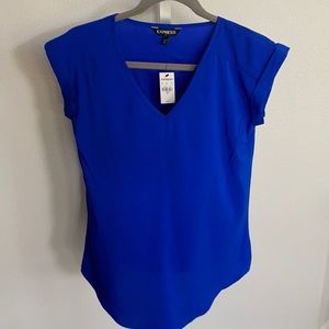 Express V-neck blouse, blue XS